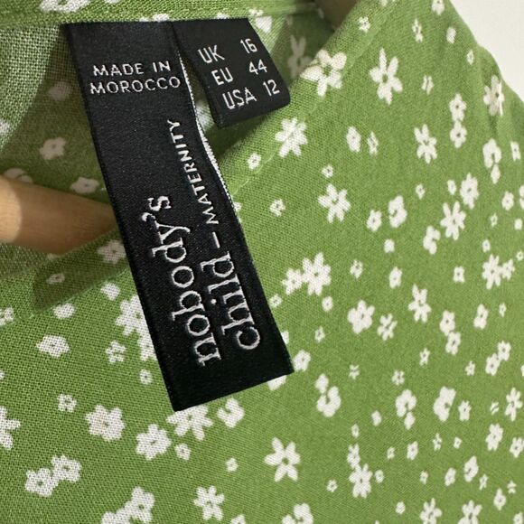 Nobody's Child Maternity Green Ditsy Floral Print Rachel Midi Dress‎ Sz 12 Large - Picture 6 of 9